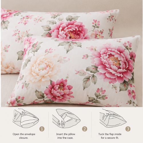 Queen size, 6-piece elegance vibrant floral print
