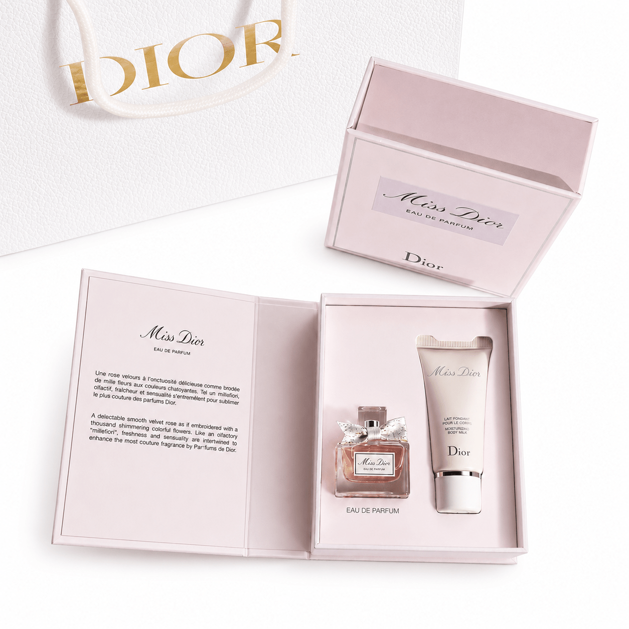 Mini Miss Dior Perfume 5ml & Lotion 20ml Woman Mini Blooming Bouquet Set with Bag - BusDeals