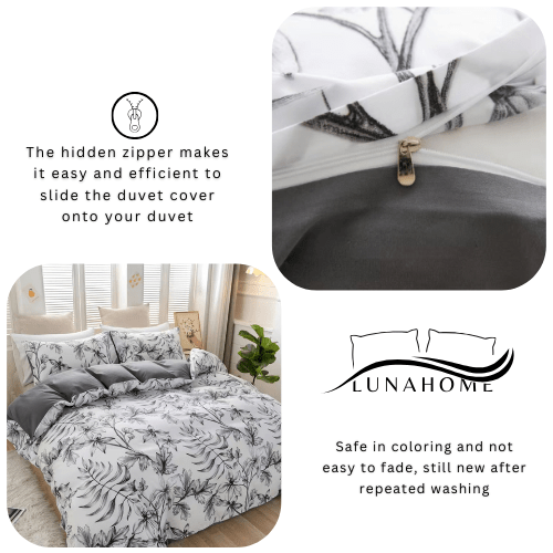 King size 6 piece bedding set with gray leaf pattern, very soft quality.