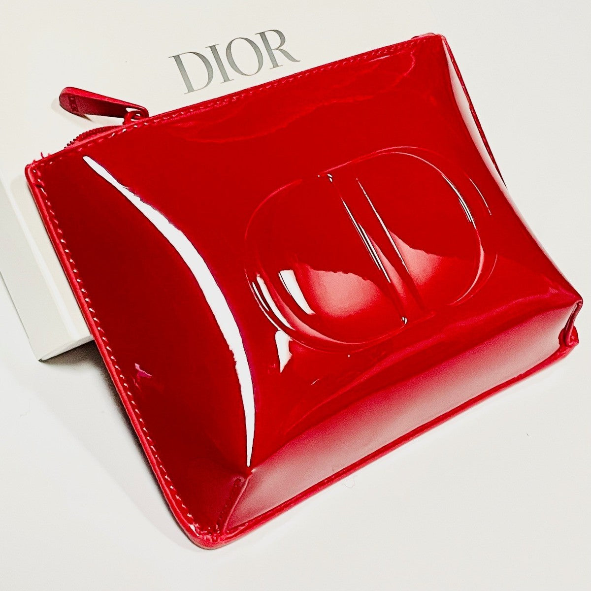 Beauty Red Cosmetic Pouch Bag with Mini Dior Addict & Mascara with Shopping Bag