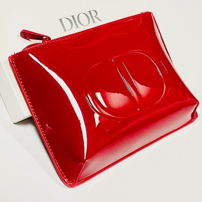 Beauty Red Cosmetic Pouch Bag with Mini Dior Addict & Mascara with Shopping Bag