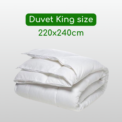 King Size 220 x 240 cm. A soft and comfortable duvet, vacuum-packaged.