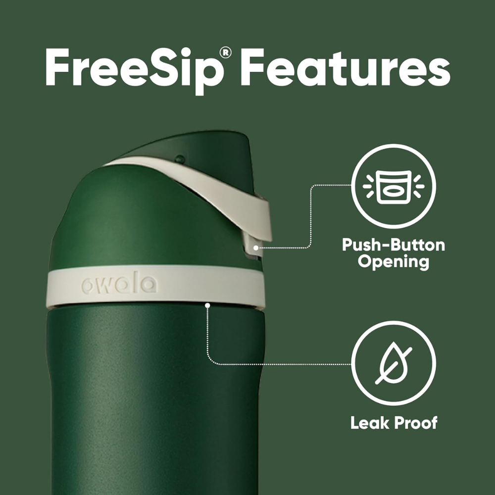 Owala 24 oz 710 ml Harry Potter FreeSip Insulated Stainless Steel Water Bottle, Slytherin Green.