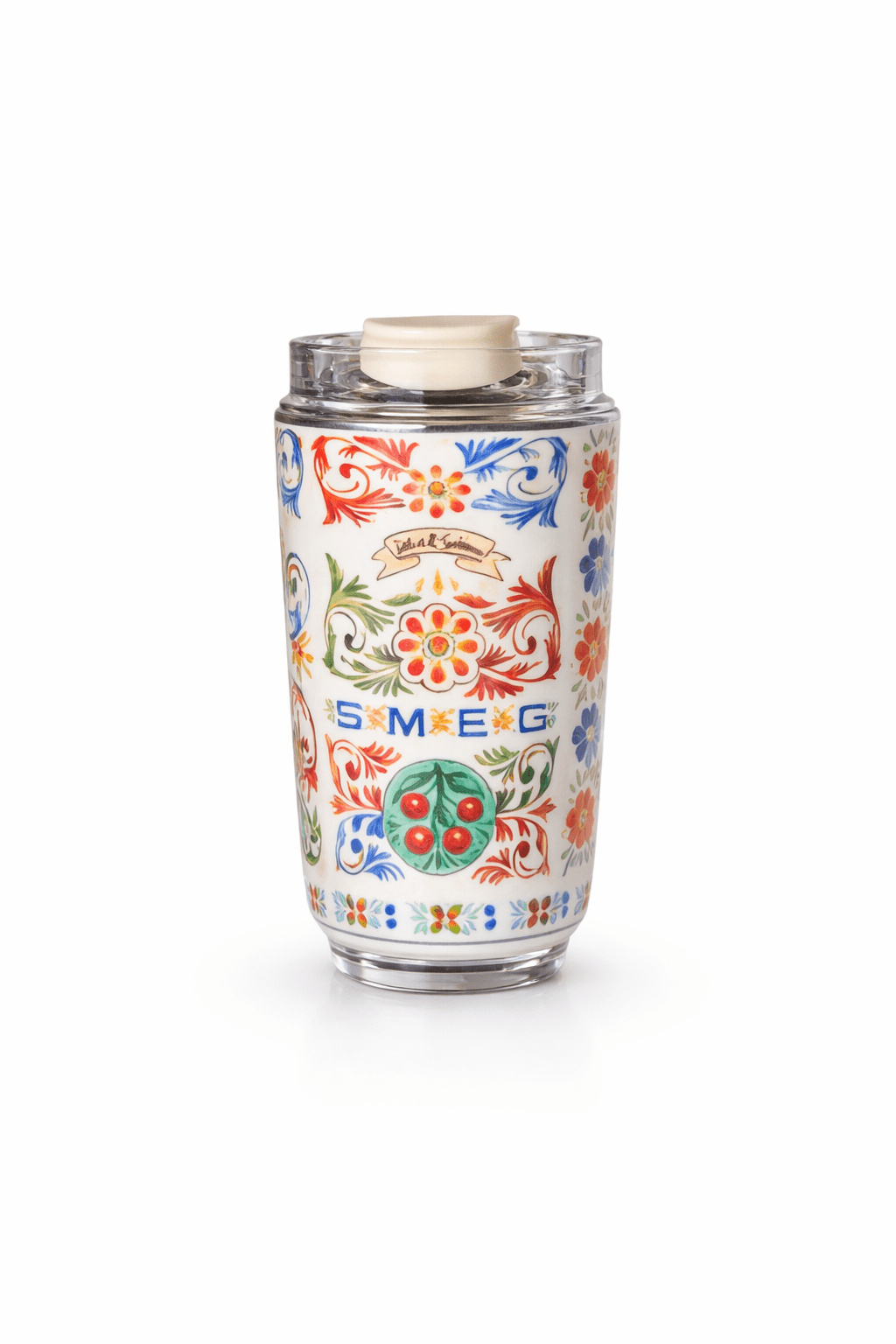 240ML Smeg Beverage Cup Travel Portable Car Drinking Cup Stainless Steel Vacuum Leak proof Coffee Thermos, Fiore Blanco - BusDeals