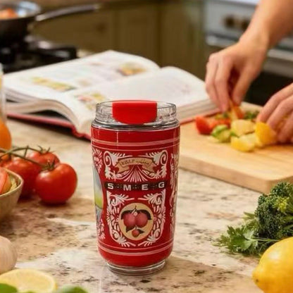 240ML Smeg Beverage Cup Travel Portable Car Drinking Cup Stainless Steel Vacuum Leak proof Coffee Thermos, Limone Rosso - BusDeals