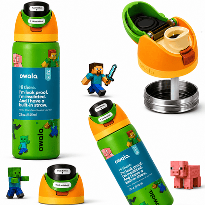32 OZ. 945 ML Owala Minecraft FreeSip Insulated Stainless Steel - BusDeals