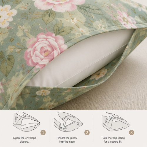 King size 6-piece Botanical Elegance Floral Bedding in Sage Green