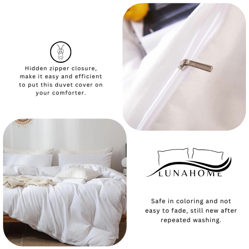 Premium Queen size 6 pieces Bedding Set without filler, Plain White Color