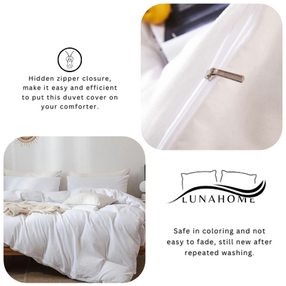 Premium Queen size 6 pieces Bedding Set without filler, Plain White Color