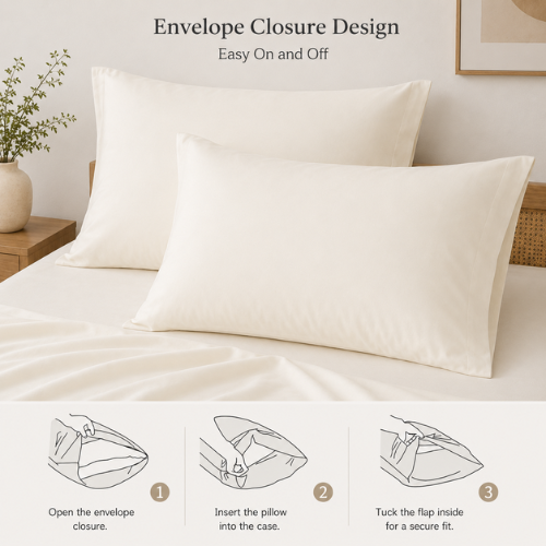 Bamboo Satin King Size  6 Pieces, quality Duvet Cover set, Matte off white color.