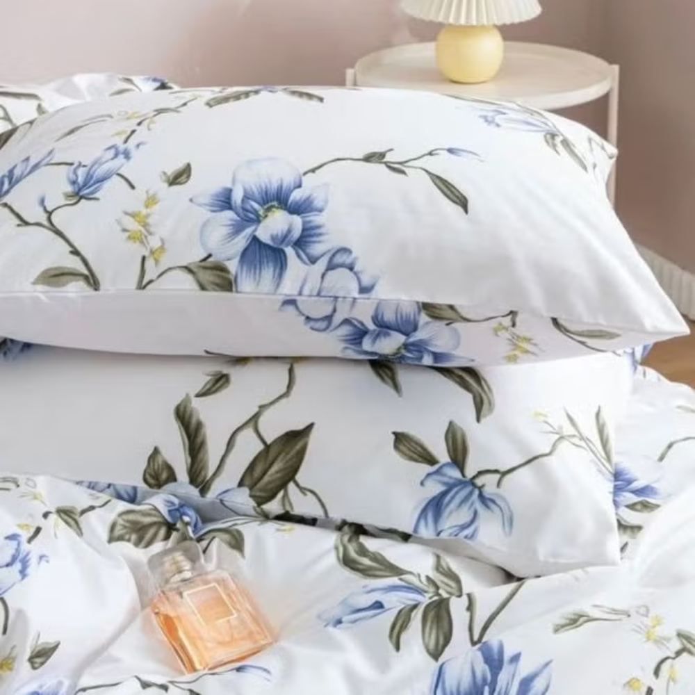 Queen size 6 pieces, Spring Flower Design Cobalt Color, duvet cover set.