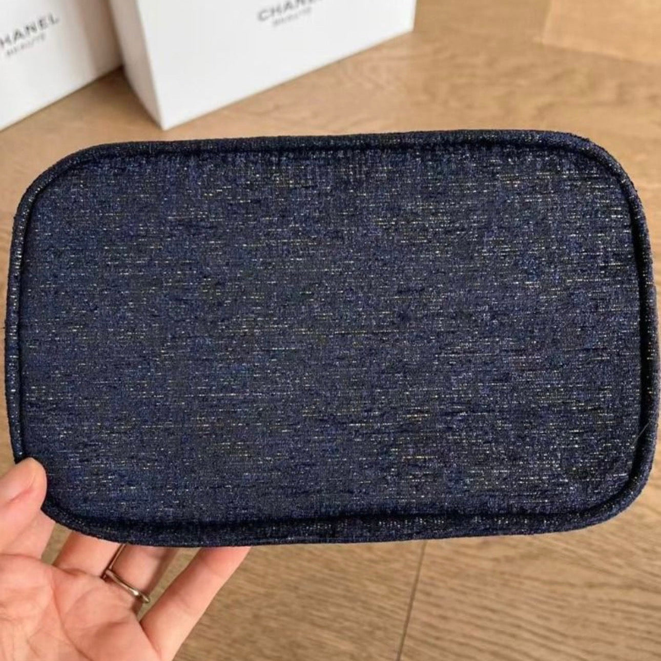 Chanel Beauty Transformed Cosmetic Navy Blue Luxury Canvas Crossbody Bag