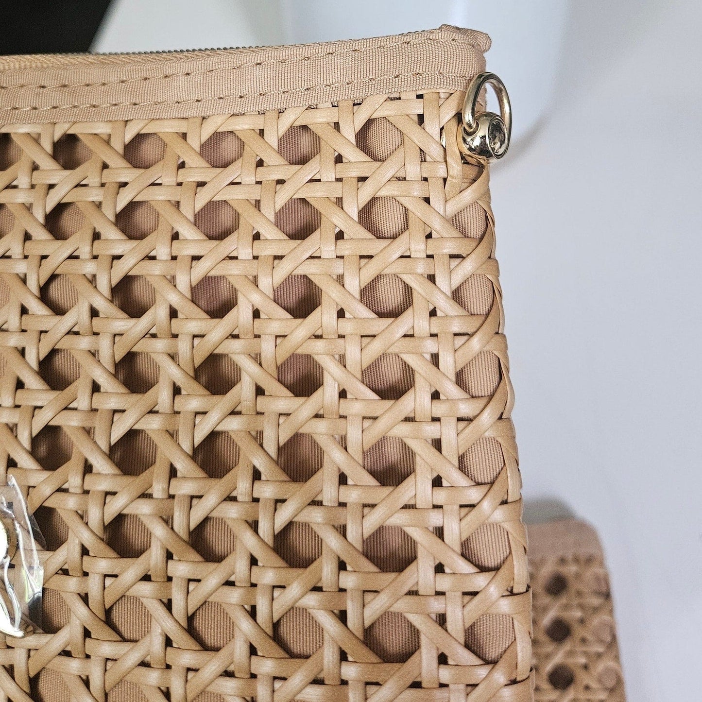 Beauty Raffia Counter Cosmetic Bag Transformed to Crossbody Bag