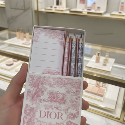 Christian Dior Gift set novelty memo notepad and pencil set pink with bag