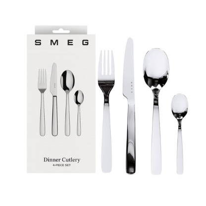 SMEG - طقم أدوات مائدة 4 قطع من الستانلس ستيل - فضي