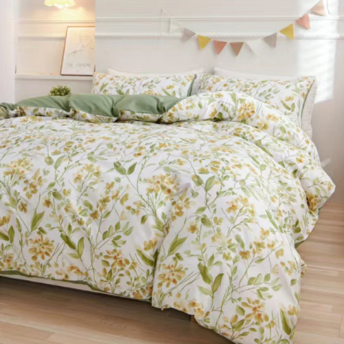 Queen size 6 piece bedding set brown floral print super soft quality.