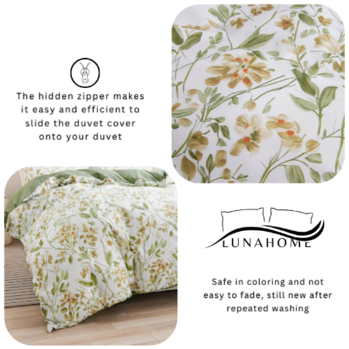 Queen size 6 piece bedding set brown floral print super soft quality.