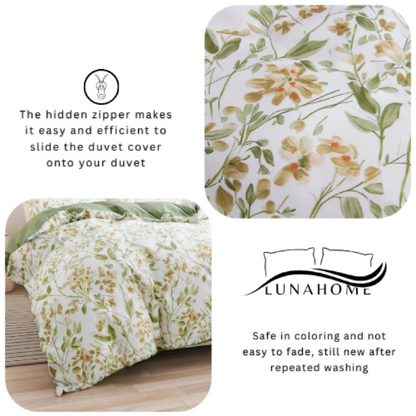 Queen size 6 piece bedding set brown floral print super soft quality.