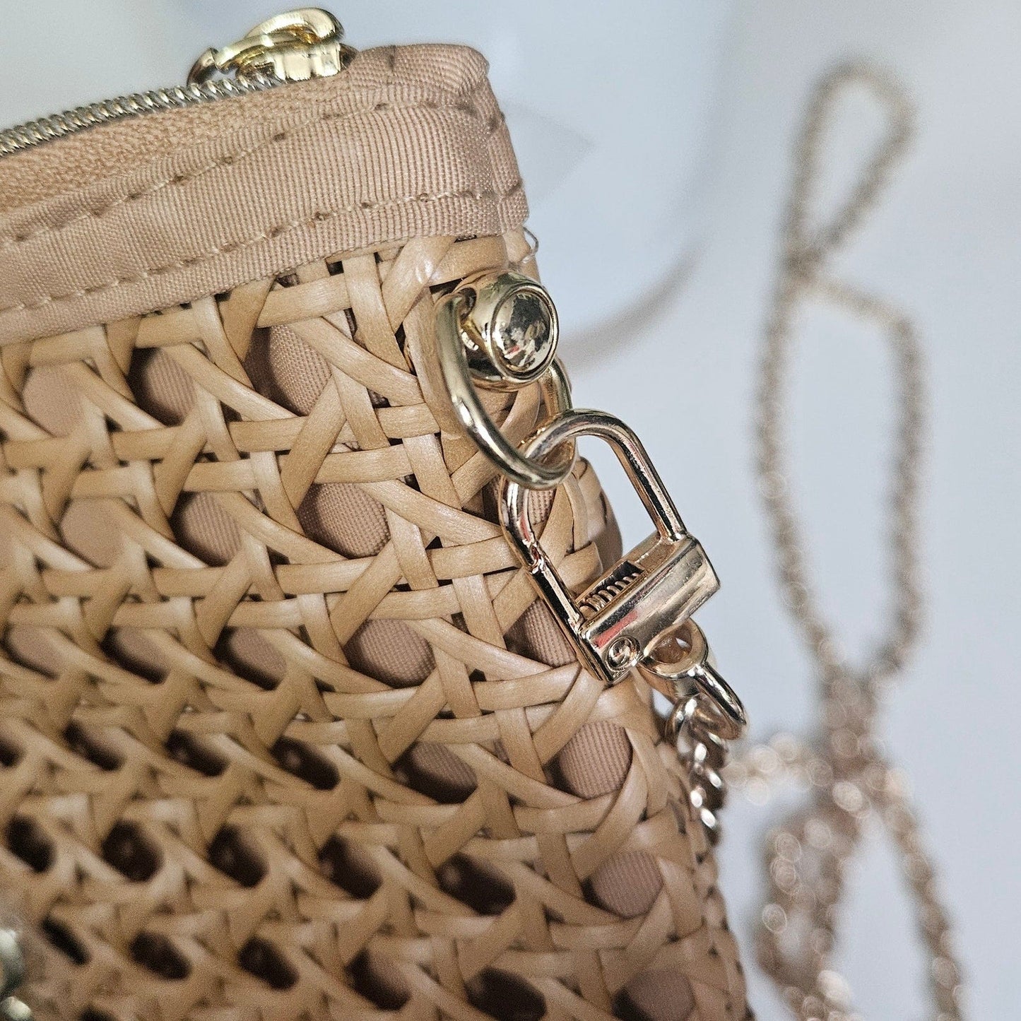 Beauty Raffia Counter Cosmetic Bag Transformed to Crossbody Bag