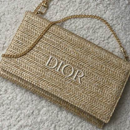 Dior Beauty Raffia/Rattan Counter Cosmetic Bag Transformed to Crossbody Bag