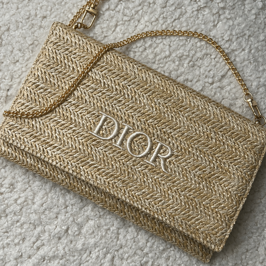 Beauty Raffia/Rattan Counter Cosmetic Bag Transformed to Crossbody Bag
