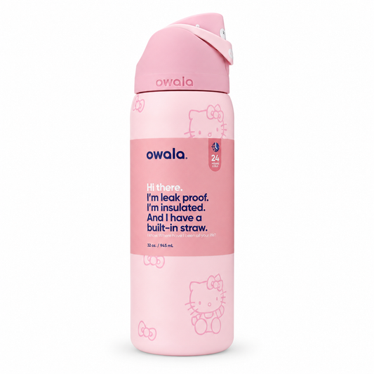 32 OZ. 945 ML Owala Hello Kitty FreeSlip Stainless Steel Vacuum InsulatedWater Bottle Pink