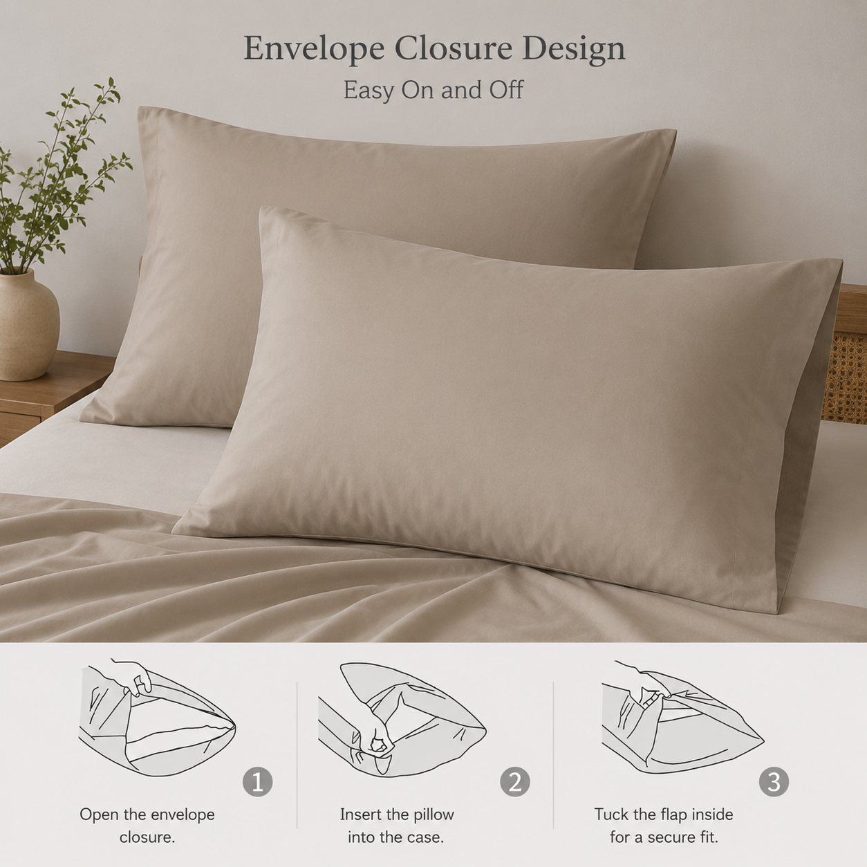 Bamboo Satin King Size  6 Pieces, quality Duvet Cover set, Matte Brown color.