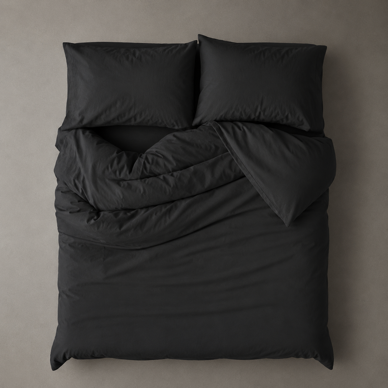 Washable Cotton 6 Piece King Size Duvet Cover Plain Design, Plain Black Color.
