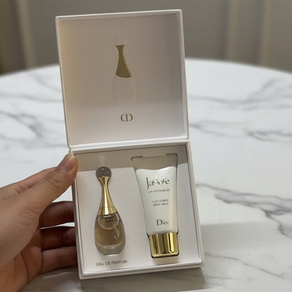 Dior J'adore Perfume For Women Mini Fragrance Gift Set EDP & Body Lotion Duo Travel Set (Perfume 10 ML / Lotion 0.34 Fl Oz) with Gift Shopping bag