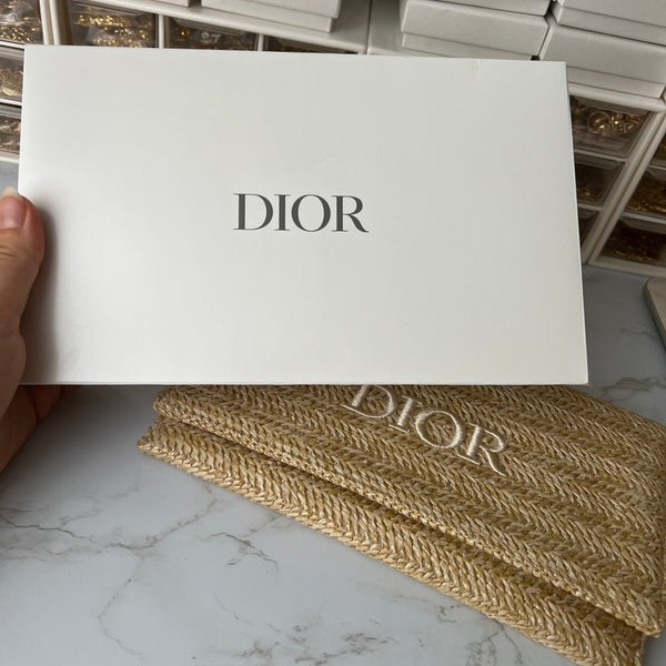 Dior Beauty Raffia/Rattan Counter Cosmetic Bag Transformed to Crossbody Bag