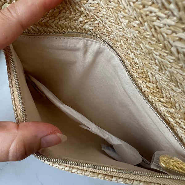 Dior Beauty Raffia/Rattan Counter Cosmetic Bag Transformed to Crossbody Bag