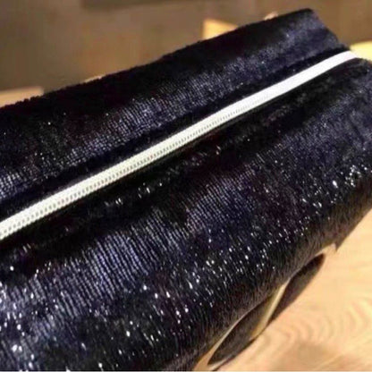 Christian Dior Small Shiny Glitter Velvet Cosmetic Makeup Toiletry Pouch Bag