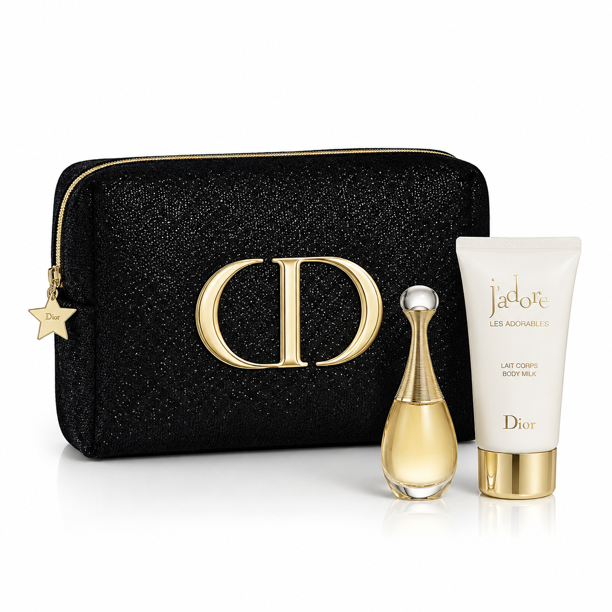 Beauty Gift Set Small Cosmetic Bag with J'adore Perfume For Women Mini Fragrance EDP & Body Lotion Duo Travel Set