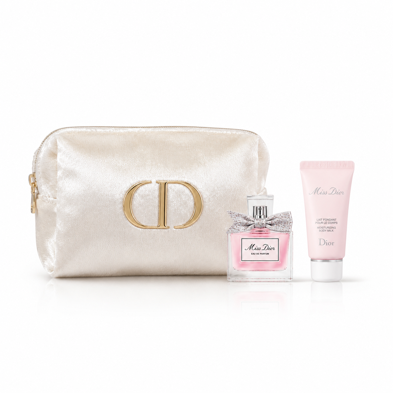 حقيبة مكياج لامعة وجميلة مع عطر 5 مل ولوشن 20 مل طقم Blooming Bouquet صغير للمرأة