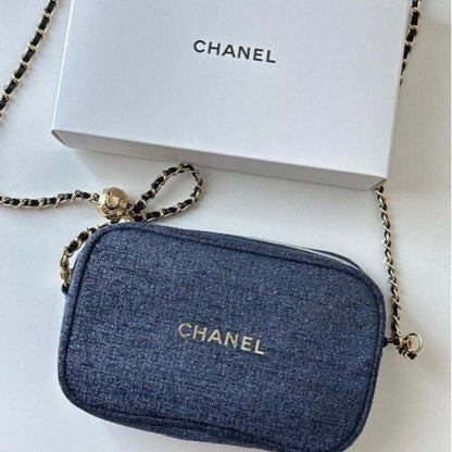 Chanel Beauty Transformed Cosmetic Navy Blue Luxury Canvas Crossbody Bag