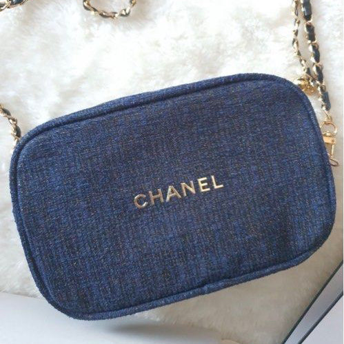 Chanel Beauty Transformed Cosmetic Navy Blue Luxury Canvas Crossbody Bag