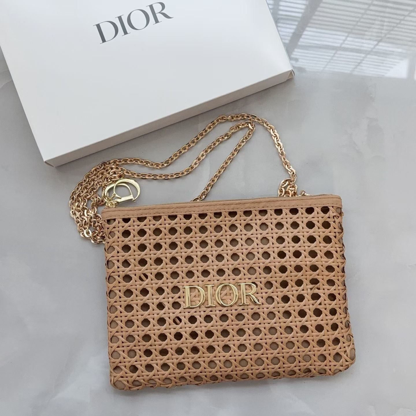 Beauty Raffia Counter Cosmetic Bag Transformed to Crossbody Bag