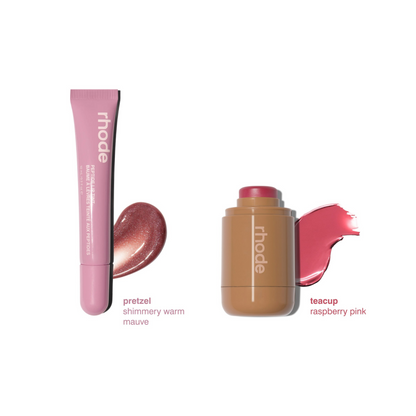 Set Pocket Blush Teacup, Lip Shimmery Warm Mauve Pretzel