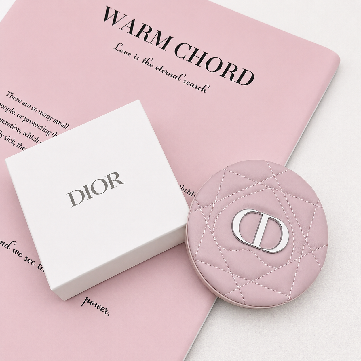 Dior Beauty Pink Heart Pocket Mirror with Shopping bag - Leather Pink