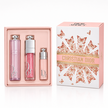 DIOR ADDICT MINI HOLIDAY TRAVEL DUO 3-PIECE SET (001 Pink), Hydrating Lip Balm and Lip Oil