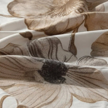 King size 6 piece bedding set, featuring a design of brown leaves.