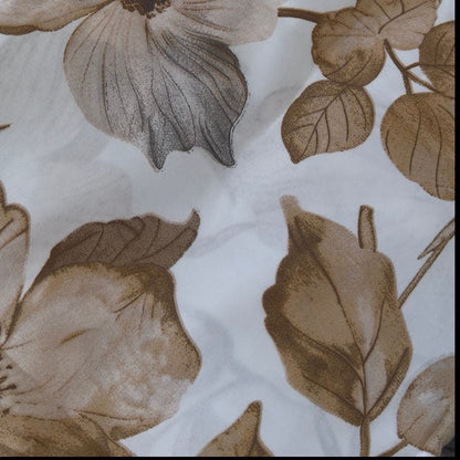 King size 6 piece bedding set, featuring a design of brown leaves.