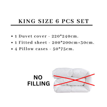 King Size 6 pieces, duvet cover set, yellow flowers design.