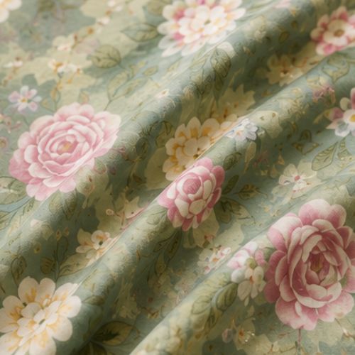 Queen size, 6-piece Botanical Elegance Floral Bedding in Sage Green
