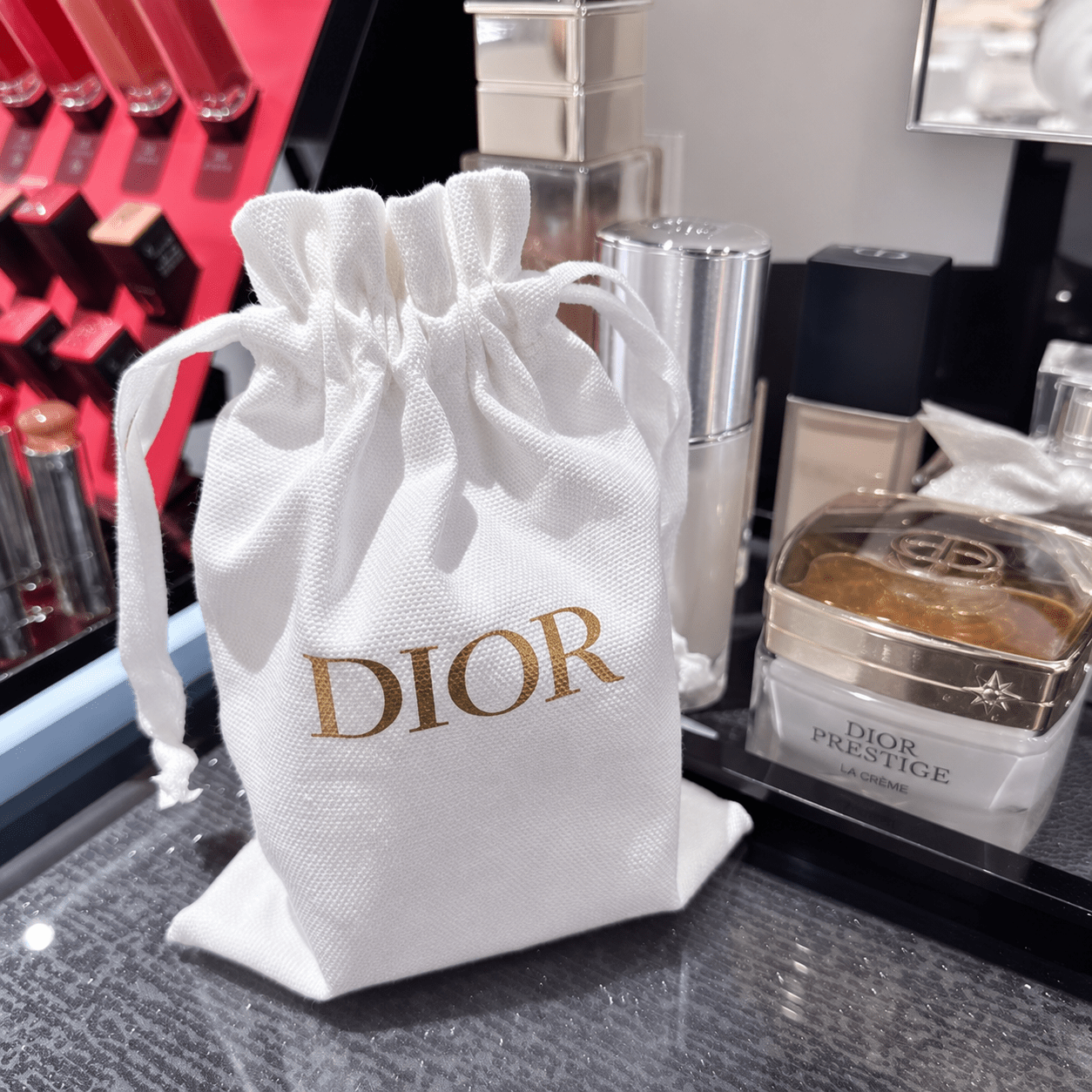 Dior Beauty 1 Piece Small Drawstring Cotton Dust Bag, Jewelry Cosmetic storage Pouch - BusDeals