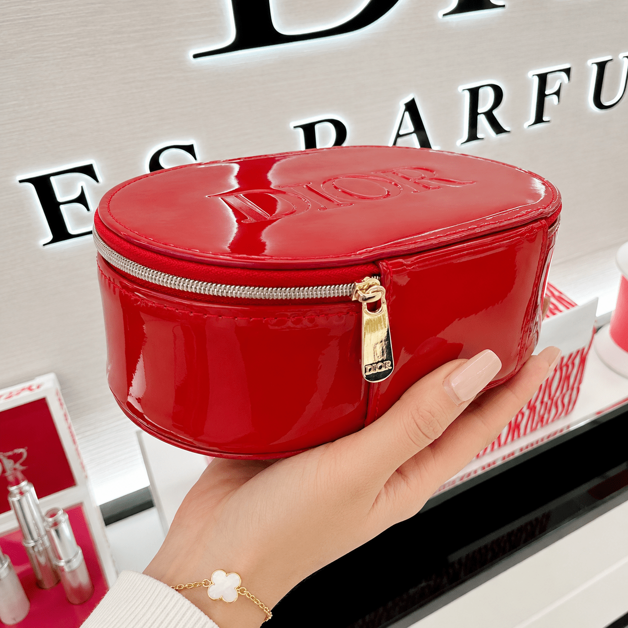 Dior Beauty Counter Gift Vanity Red Pouch Novelty Case - BusDeals