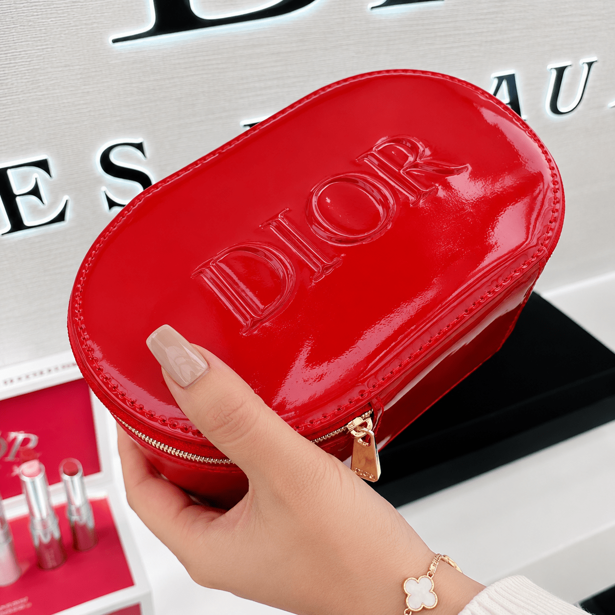 Dior Beauty Counter Gift Vanity Red Pouch Novelty Case - BusDeals