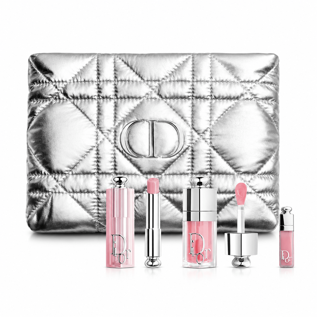 Dior Beauty Small Silver Pouch with MINI TRAVEL DUO SET (001 Pink) - BusDeals