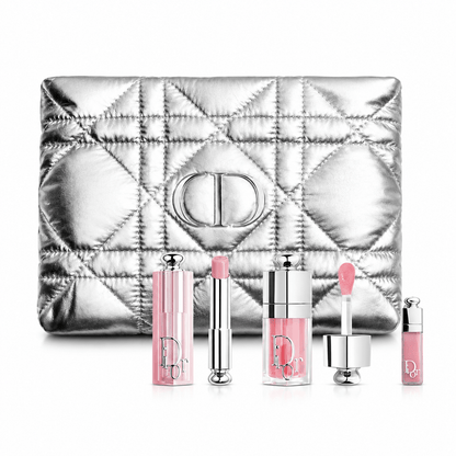 Dior Beauty Small Silver Pouch with MINI TRAVEL DUO SET (001 Pink) - BusDeals