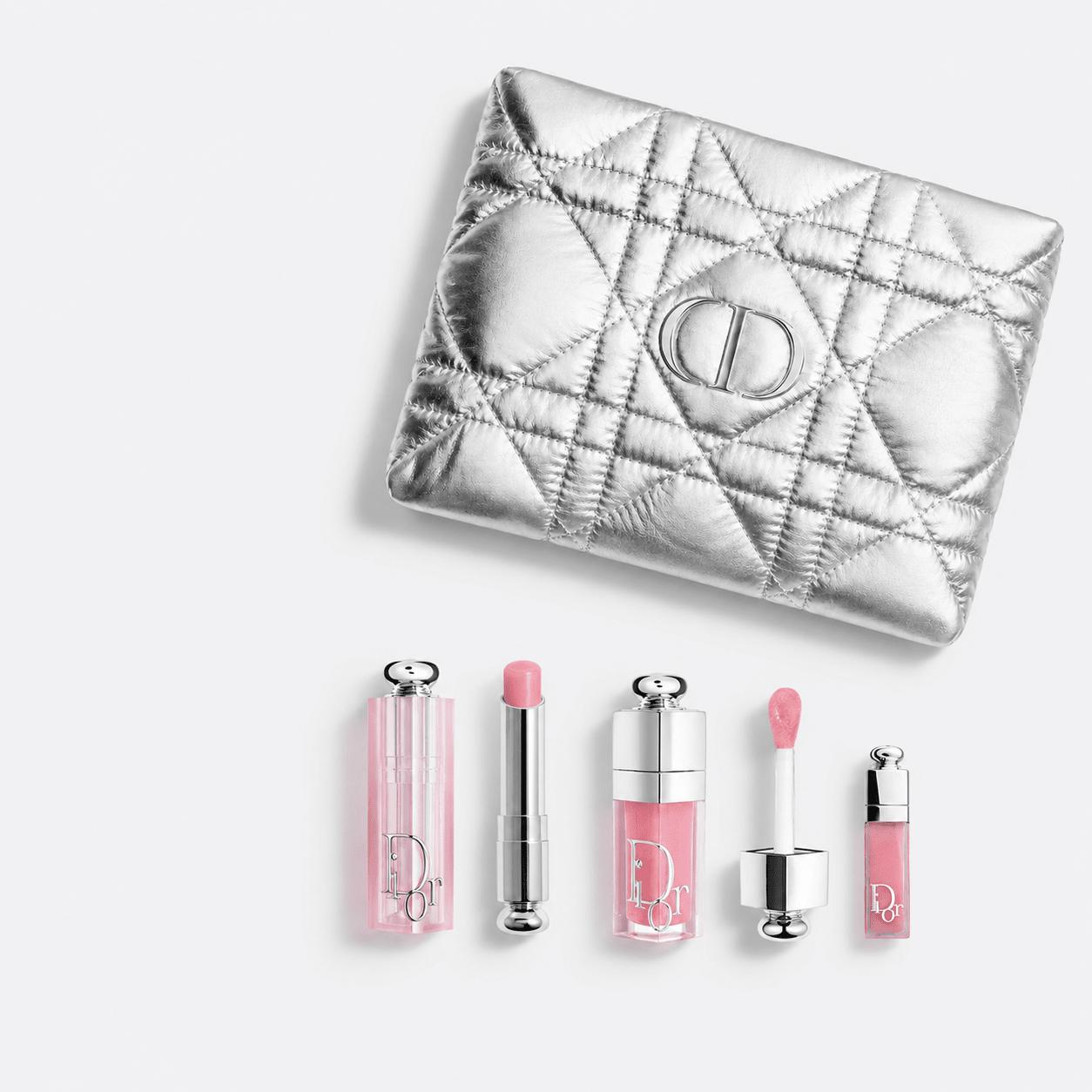 Dior Beauty Small Silver Pouch with MINI TRAVEL DUO SET (001 Pink) - BusDeals